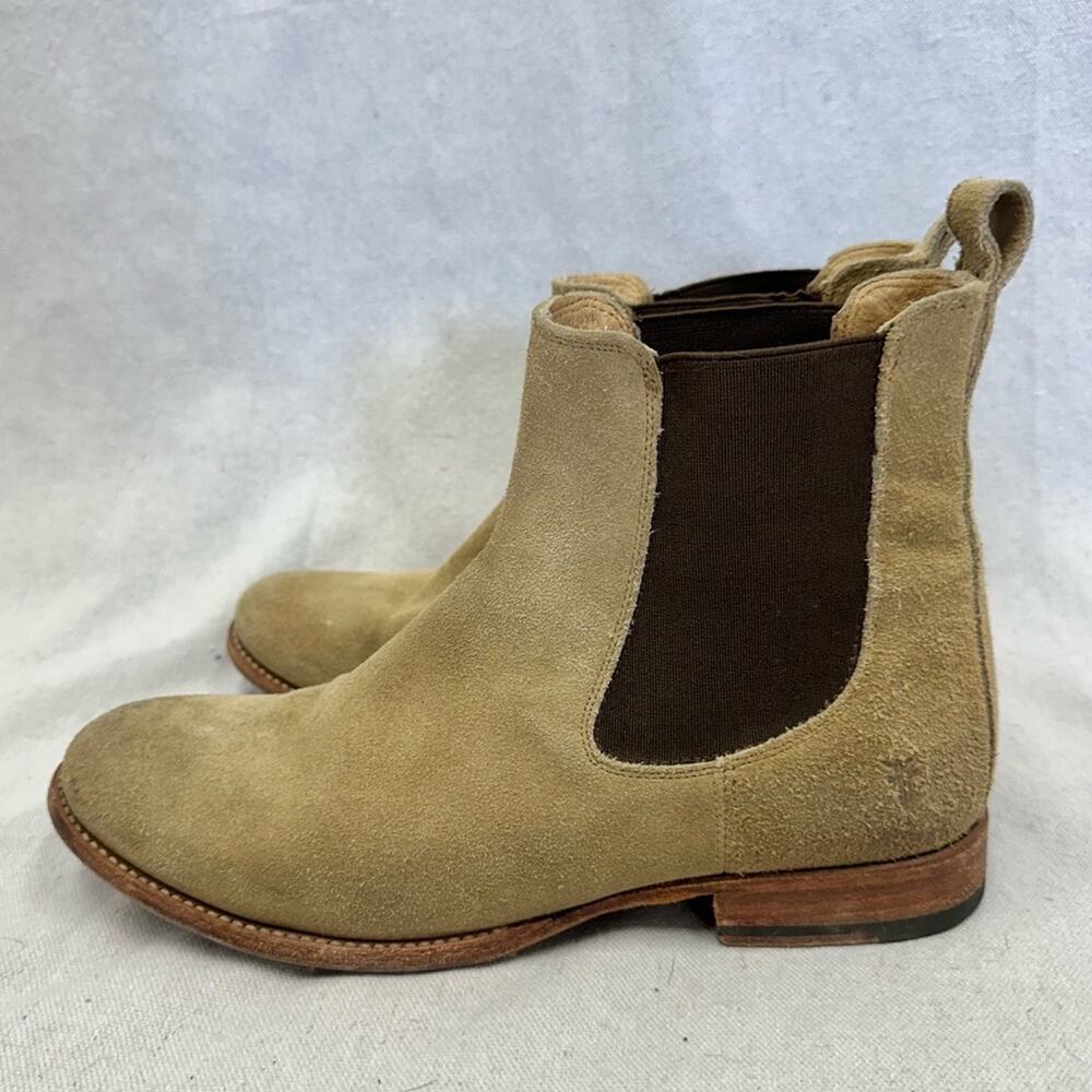 Frye tan and brown nubuck leather Chelsea boots women's size 8.5 - Picture 2 of 16